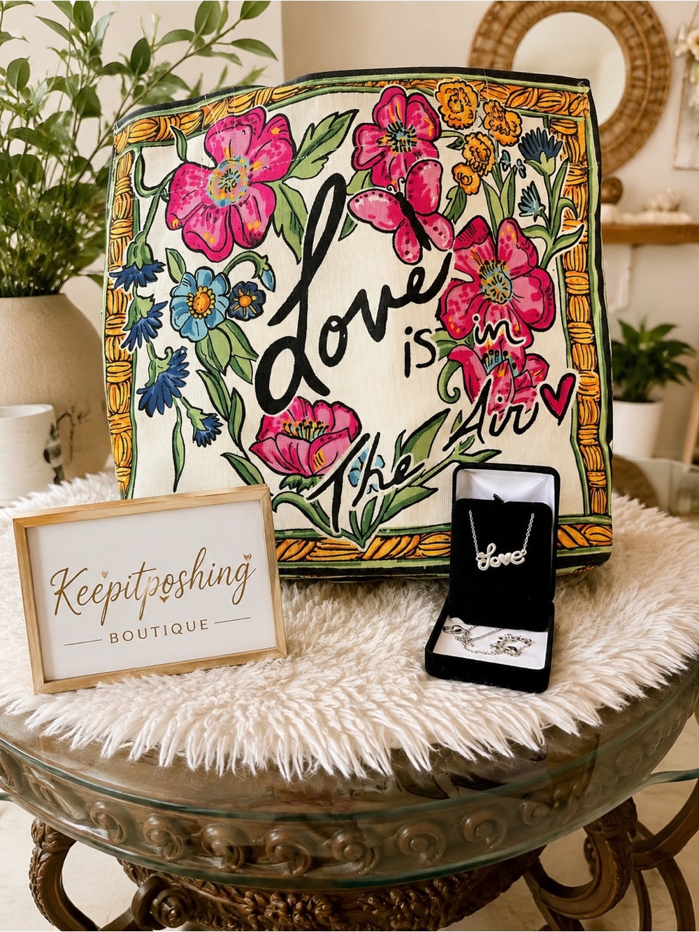 Brighton Love Is in the Air Tote Bag and sterling silver love necklace